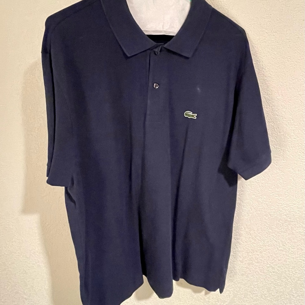 LACOSTE large mens polo shirt size large in navy blue